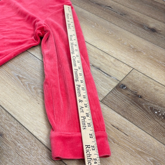 Drapers & Damons XL Coral Lounge Set Velour Gold Button Front Top Elastic Pants - Picture 6 of 16